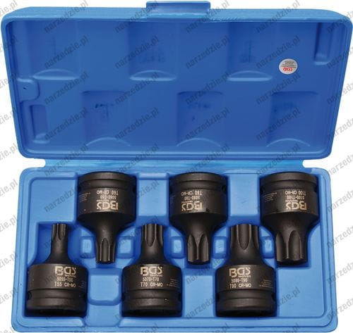 Nasadki udarowe 3/4", Torx T55-T100, 6 szt.