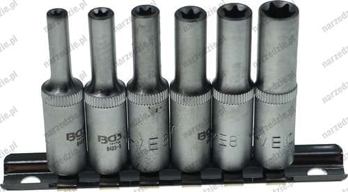 Nasadki Torx długie 1/4", E4-E10, 6 szt.