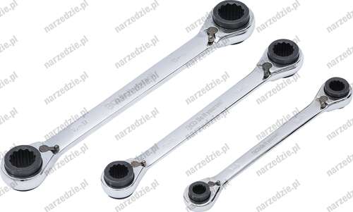 Klucze oczkowe 8-19 mm z grzechotką 3 szt. podwójne