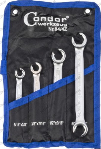 Klucze oczkowe otwarte 5/16"-11/16", 4 szt.