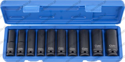 Nasadki udarowe długie 1/2", 13-24 mm, 10 szt., 6-kątne