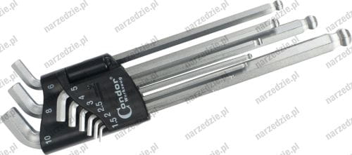 Klucze imbus 1.5-10 mm z kulką, 9 szt.