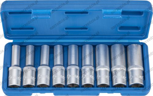 Nasadki Torx długie 1/2", E10-E24, 9 szt.