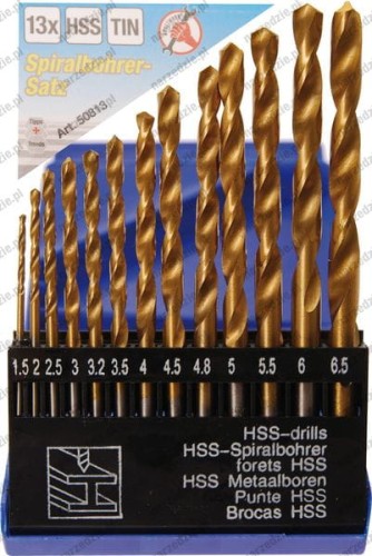 B.50813 Wiertła tytanowane 1.5-6.5 mm, 13 szt.