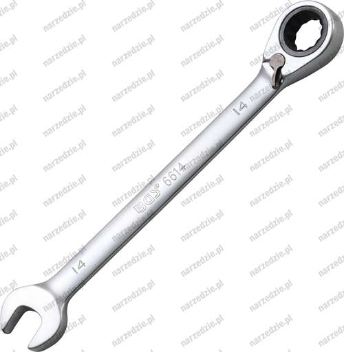 B.6614 Klucz oczk. płaski 14 mm z grzechotką, przełącznik