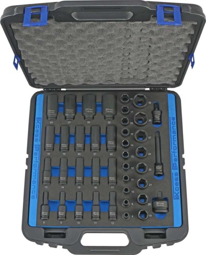 Nasadki udarowe 1/2", 8-32 mm, 41 szt., 6-kątne