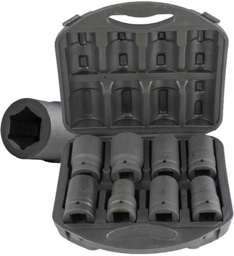Nasadki udarowe długie 1", 22-41 mm, 8 szt., 6-kątne