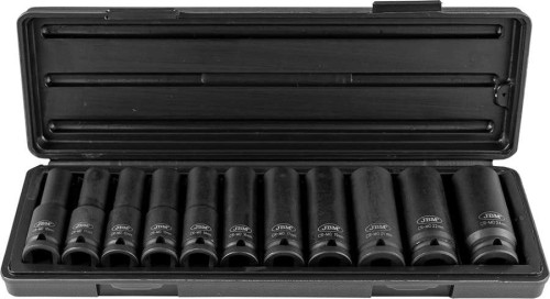 Nasadki udarowe długie 1/2", 10-24 mm, 11 szt., 6-kątne