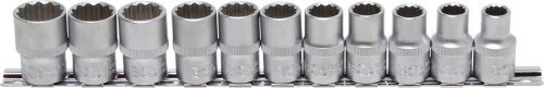 Nasadki 12-kątne, 1/2", 10-21 mm, 11 szt.