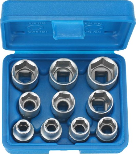 Nasadki 6-kątne, 1/2", 3/8"-15/16", 10 szt.