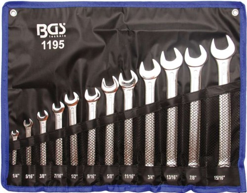 Klucze płasko oczkowe 1/4"-15/16", 12 szt.