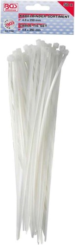 Opaski zaciskowe 4.8x250 mm, 50 szt., białe