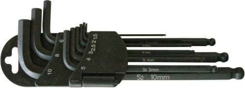 Klucze imbus 1.5-10 mm z kulką i magnesem, 9 szt.