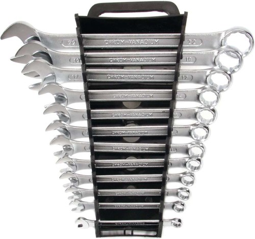 Klucze płasko oczkowe 6-22 mm, 12 szt., chrom
