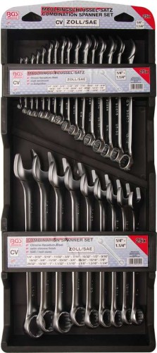 Klucze płasko oczkowe 1/4"-1.1/4", 25 szt.
