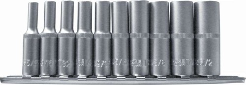 Nasadki długie 6-kątne, 1/4", 5/32"-1/2", 10 szt.