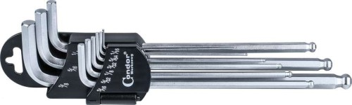 Klucze imbus 1/16"-3/8" z kulką, 9 szt.