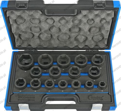 C.37140 Nasadki udarowe 3/4", 19-50 mm, 16 szt., 6-kątne