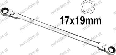 D.13452 Klucz oczkowy 17x19 mm, z grzech i przegubami