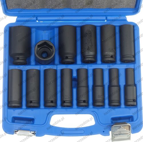 B.5207 Nasadki udarowe długie 1/2", 10-32 mm, 14 szt., 6-kątne