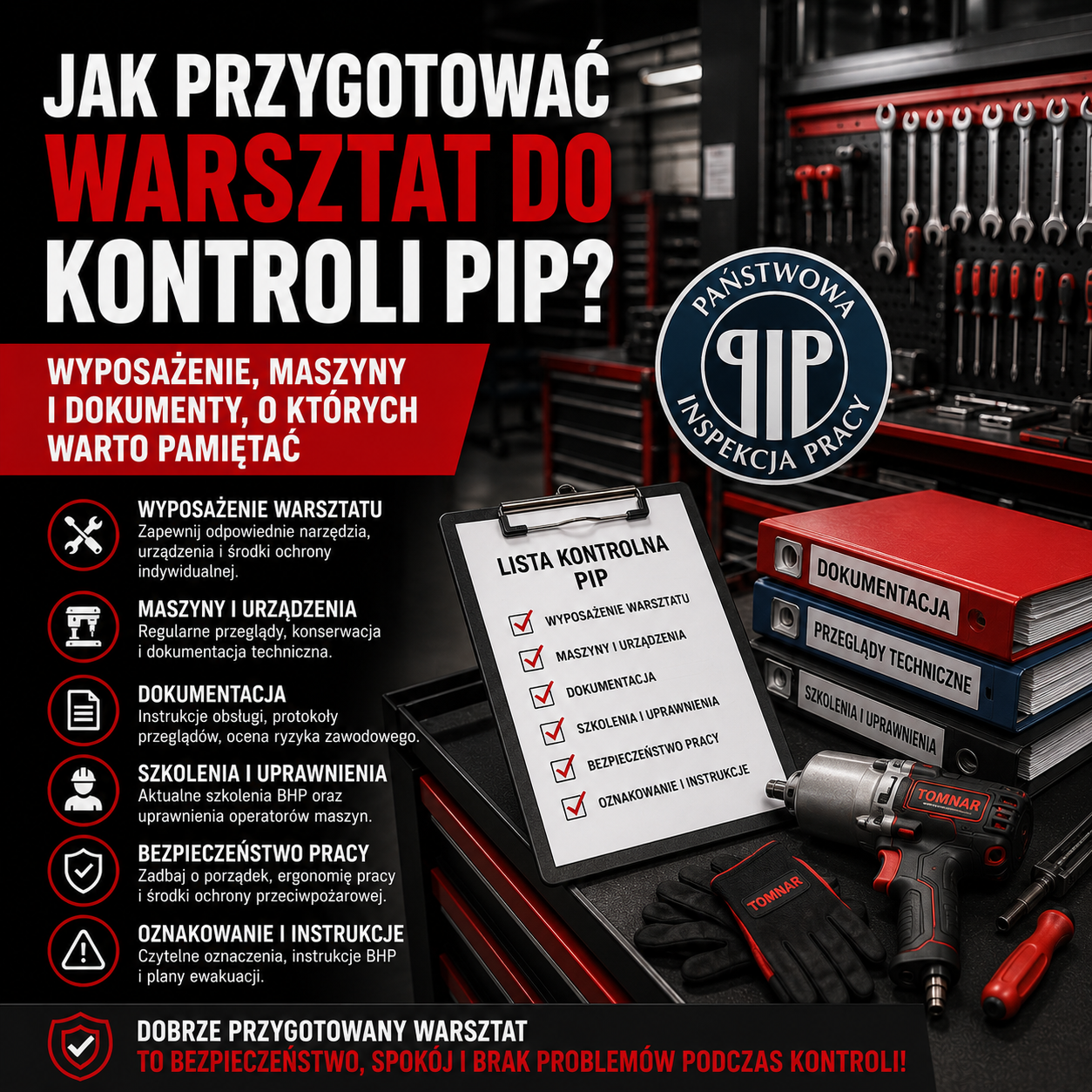 Jak przygotować warsztat do kontroli PIP? Wyposażenie, maszyny i dokumenty, o których warto pamiętać