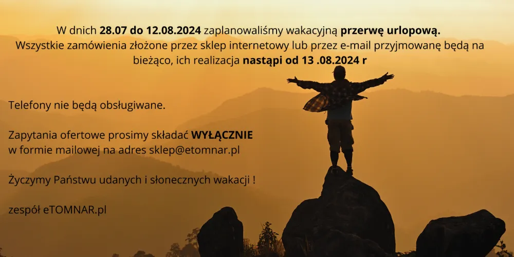 Urlop 12.07 do 12.08.2024